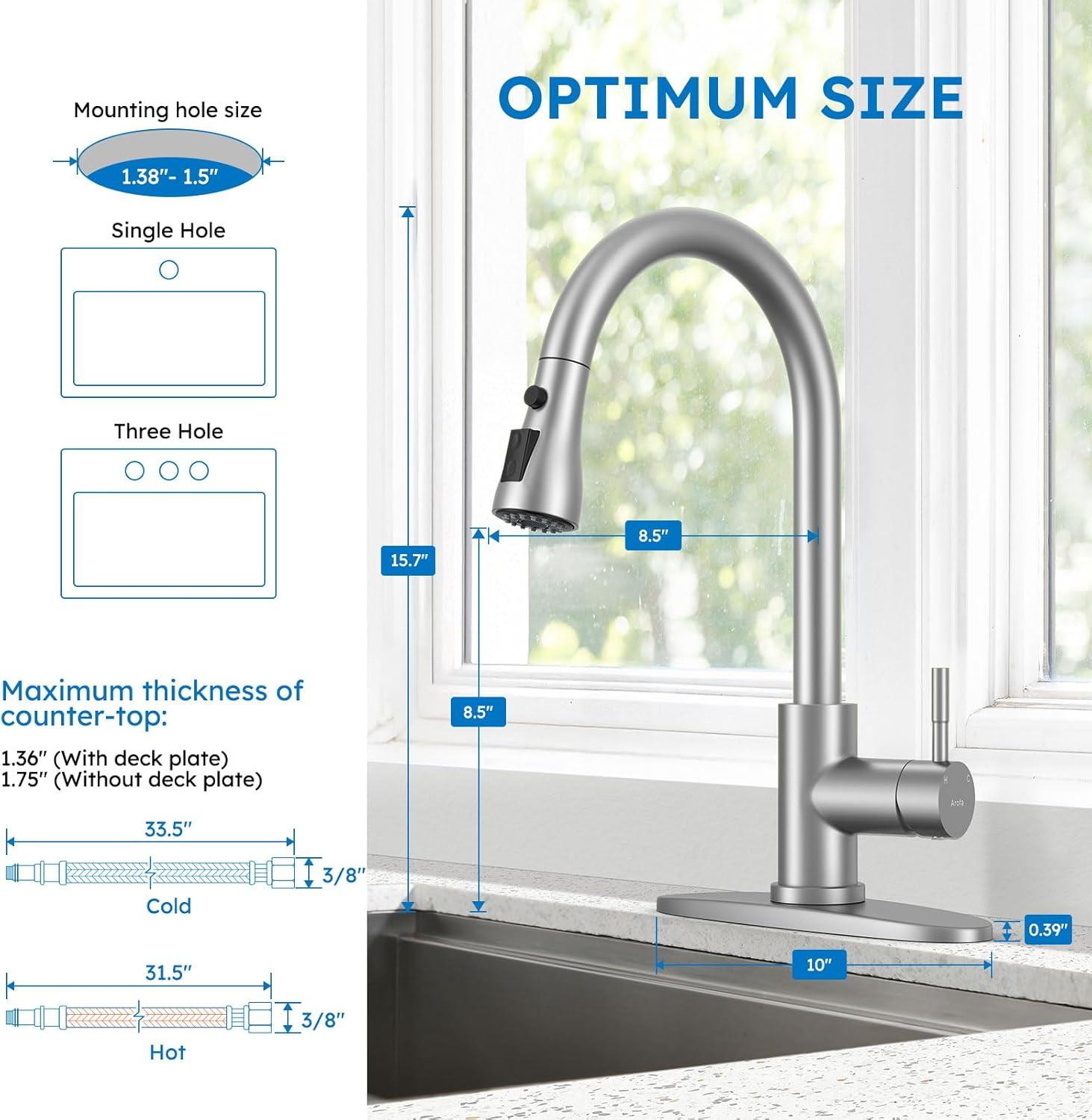 GAGALIFE Single Handle Pull Down Sprayer Kitchen Faucet High Arc Stainless Steel Faucet with 3-Function Sprayer JJL-CL-PT-SDP-C