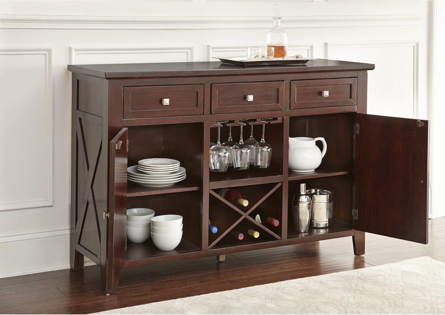 Adrian Wine Rack Server in Espresso Cherry Finish