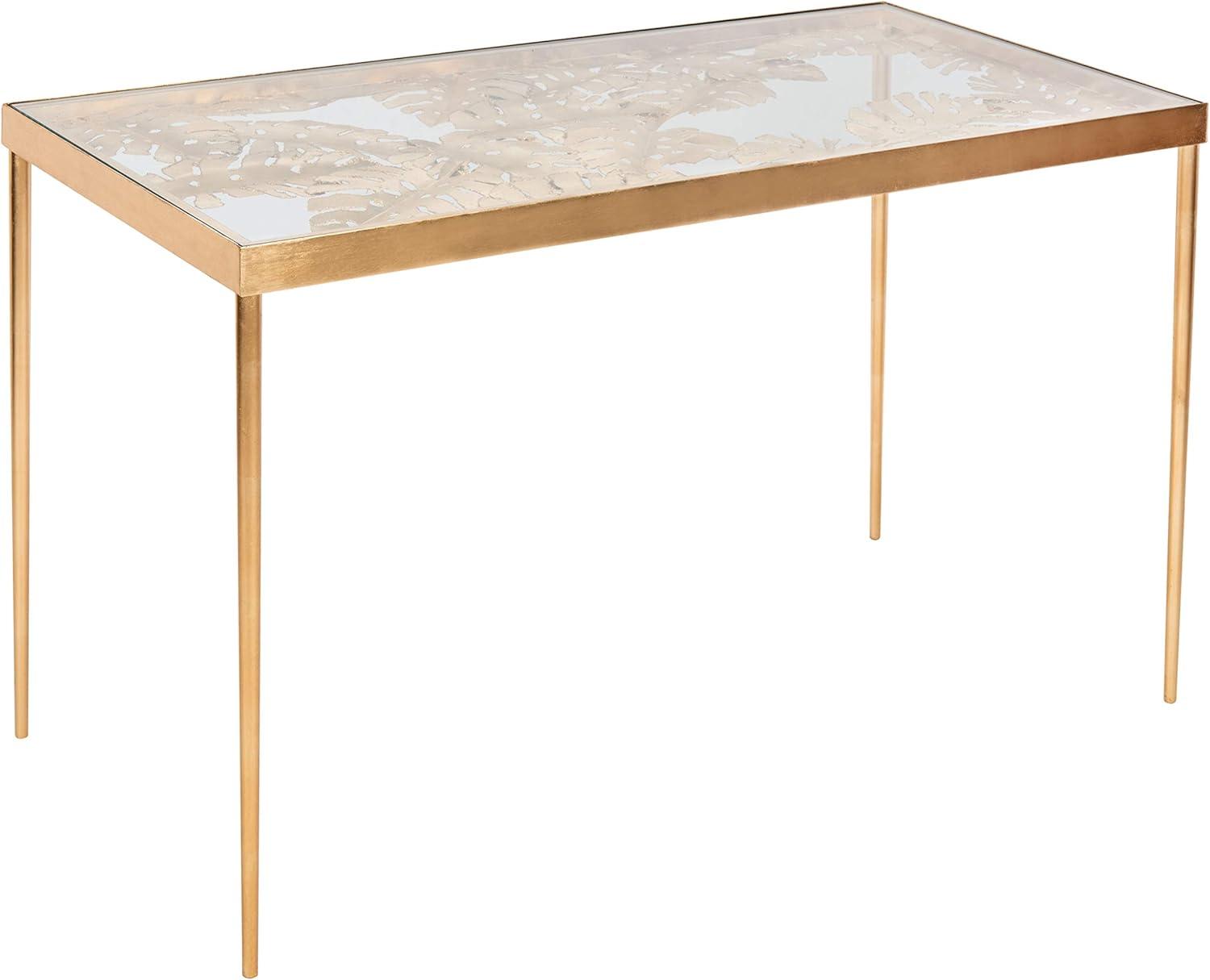 Leilani Palm Leaf Desk - Gold Leaf/Glass - Safavieh