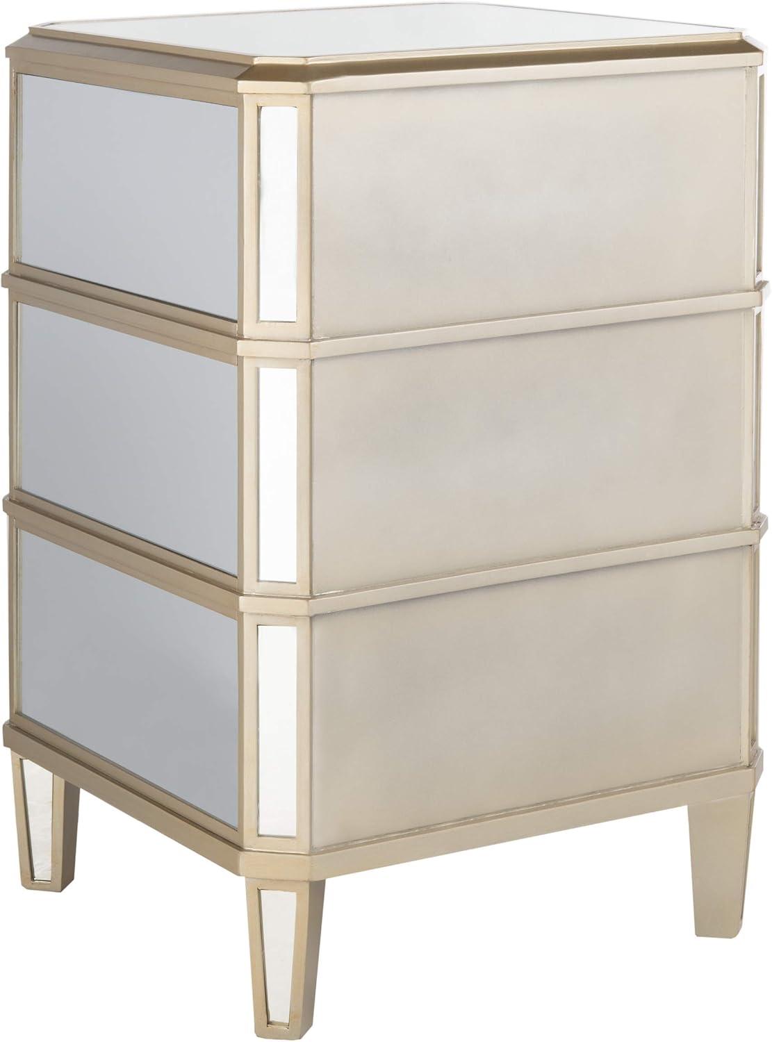 Transitional 3-Drawer Mirrored Nightstand in Transparent Finish