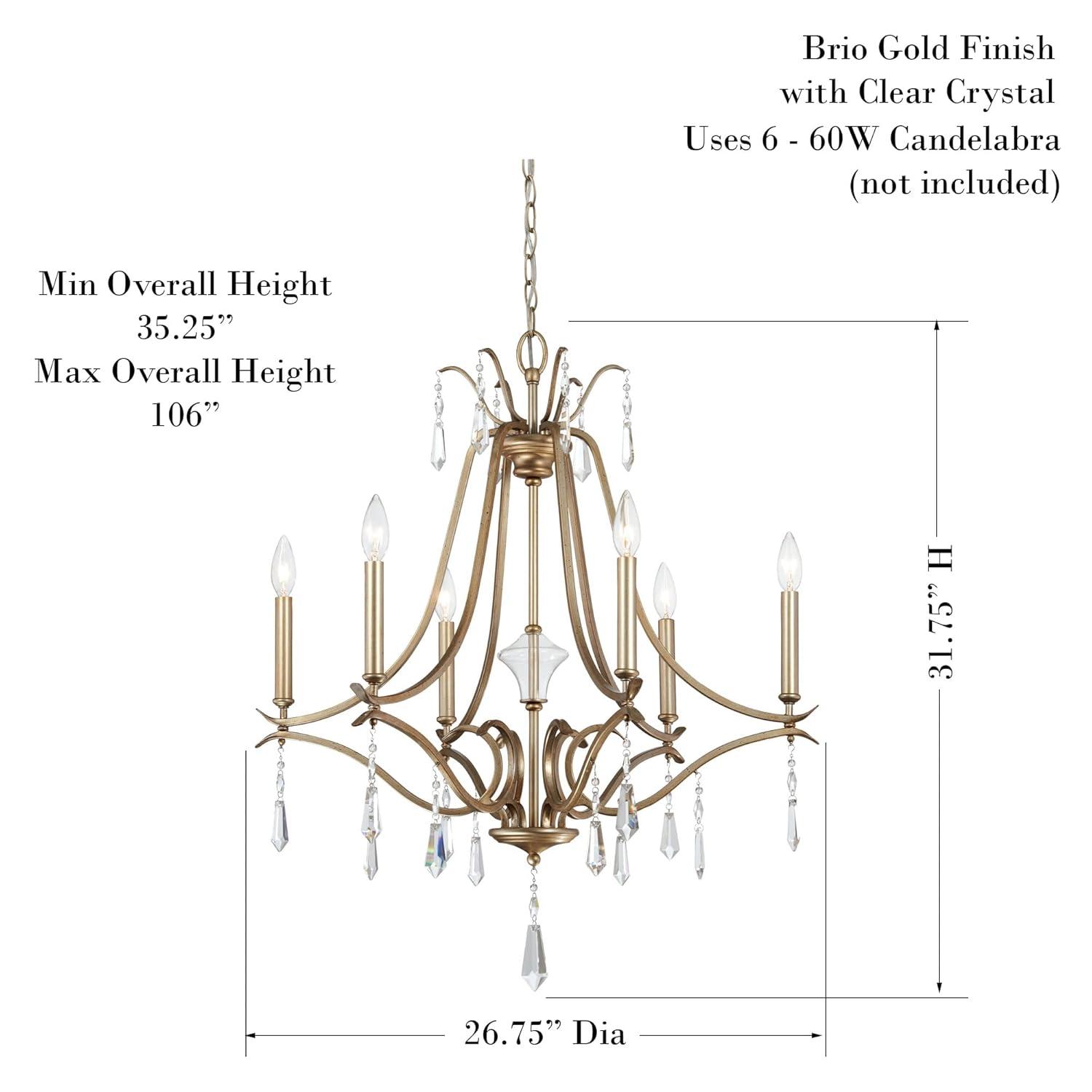 Minka Lavery Aged Brio Gold Chandelier 26 3/4" Wide French Clear Crystal 6-Light Fixture for Dining Room House Kitchen Entryway