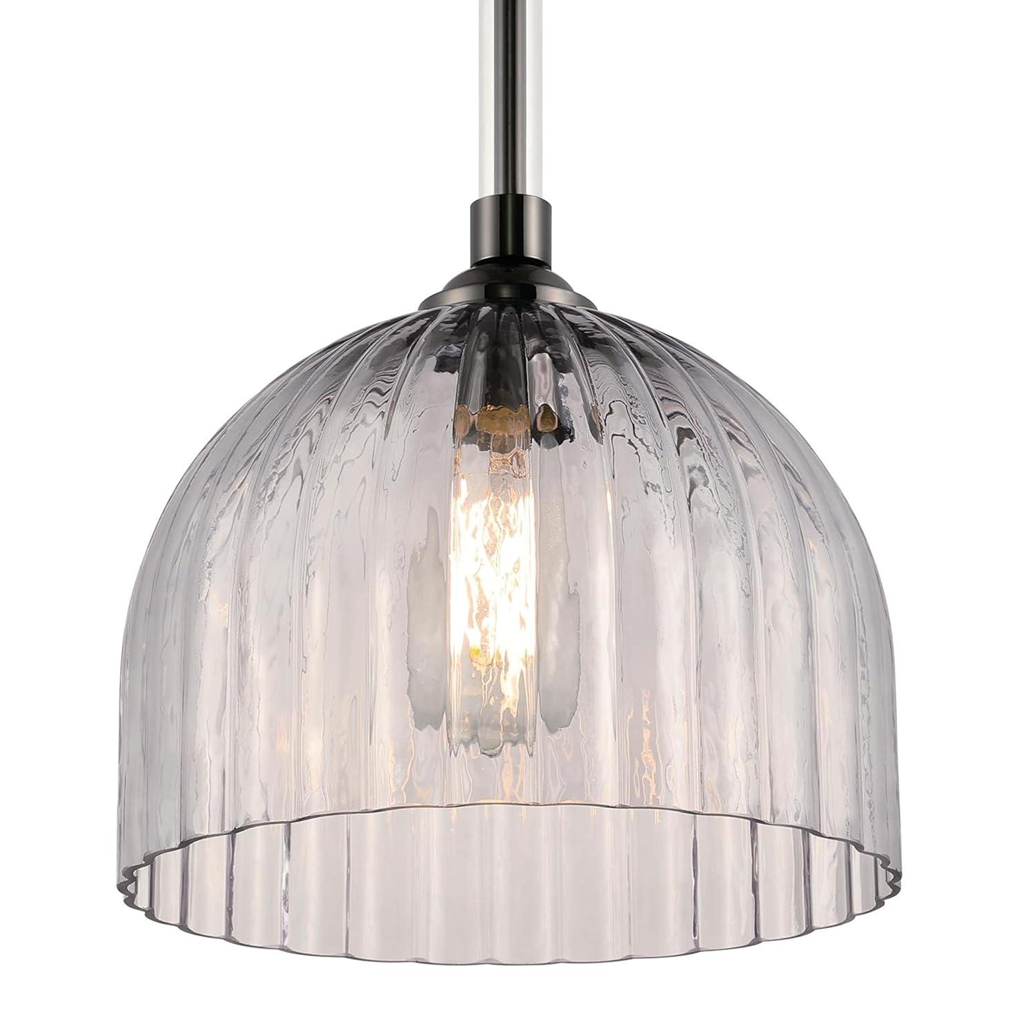 Westinghouse Lighting 6130300 Camrose One Light Indoor Pendant, Gun Metal & Smoke Grey Ribbed Glass
