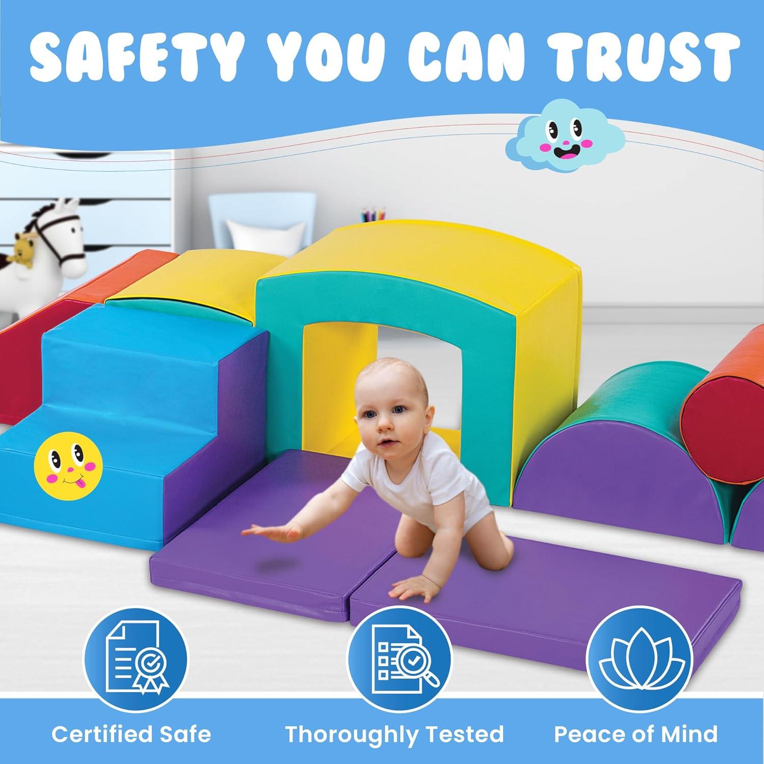 New Bounce Super Deluxe Soft Play Set - 9 Piece Climbing Set for Babies and Toddlers