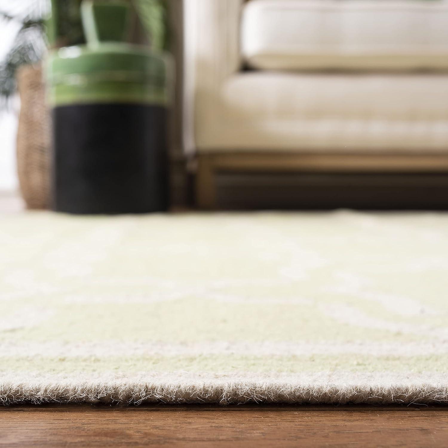 SAFAVIEH Dhurries Myles Geometric Area Rug, Light Green/Ivory, 6' x 6' Square