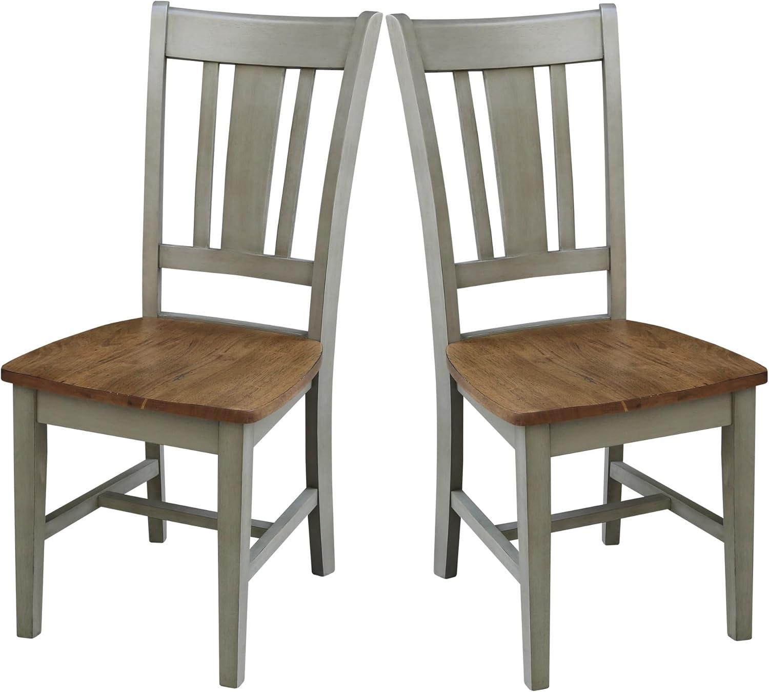 Set of 2 San Remo Splat Back Chairs Natural - International Concepts: Solid Wood, Mid-Century Design, Spot Clean