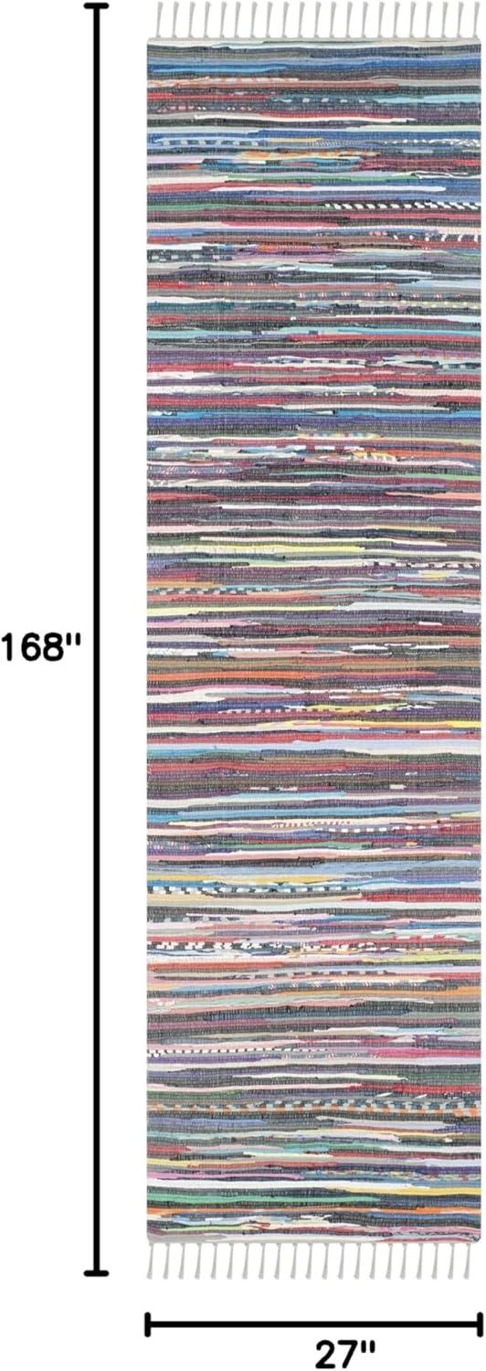 Rag Rug RAR121 Hand Woven Indoor Runner Rug - Grey/Multi - 2'3"x14' - Safavieh.