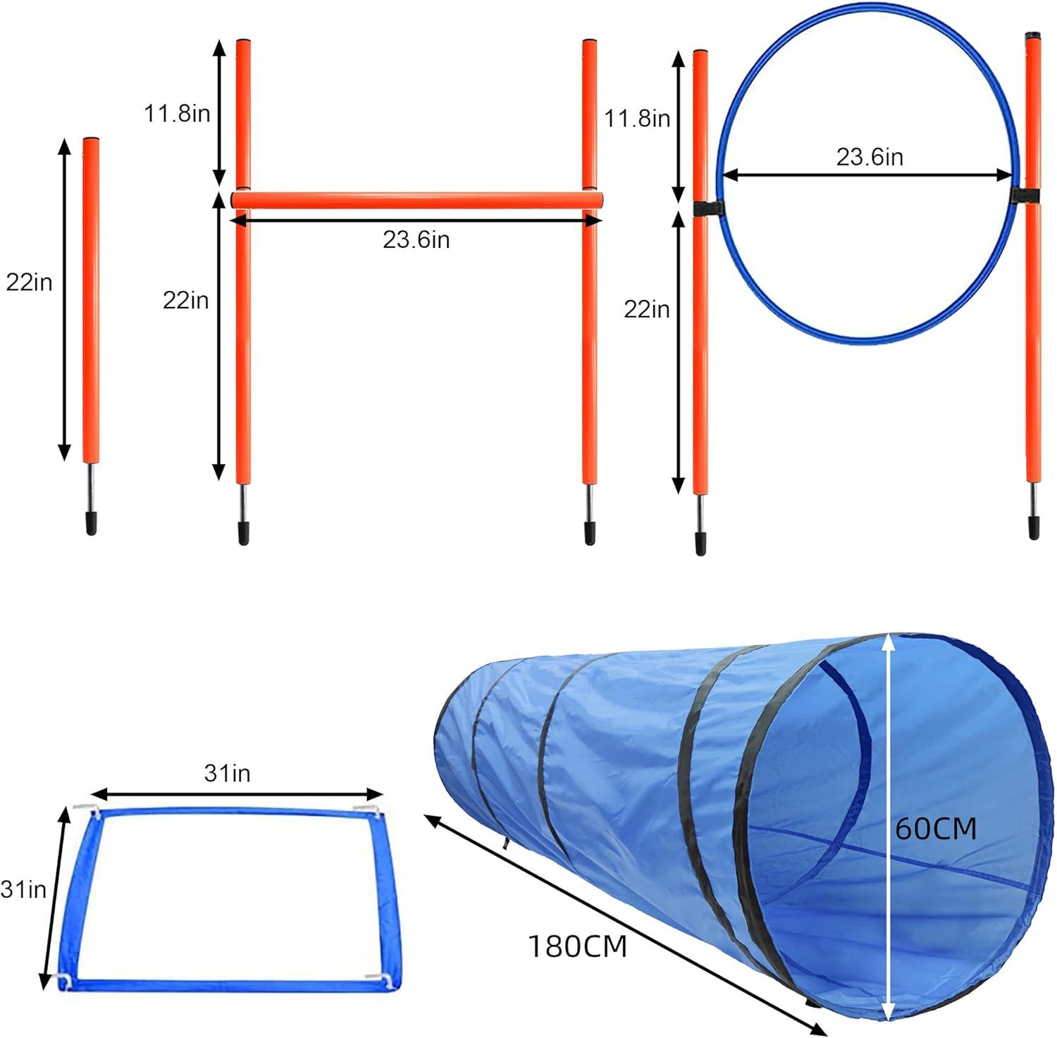 Blue Dog Agility Training Set with Tunnel and Hurdles