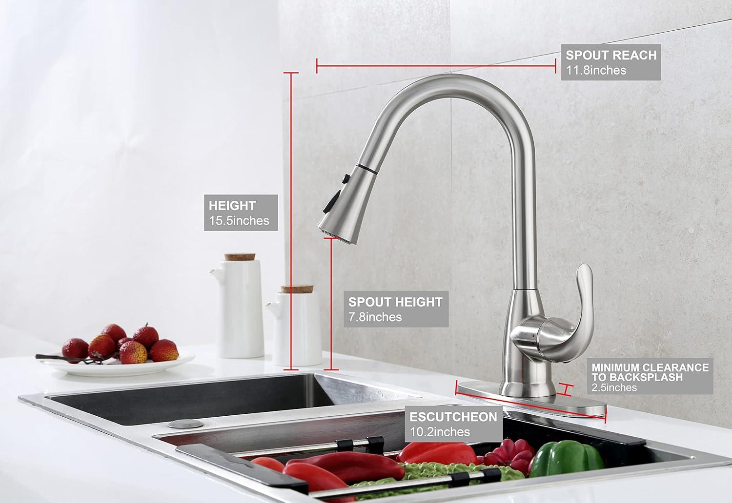 Brushed Nickel Single Handle Kitchen Faucet with Pull Down Sprayer