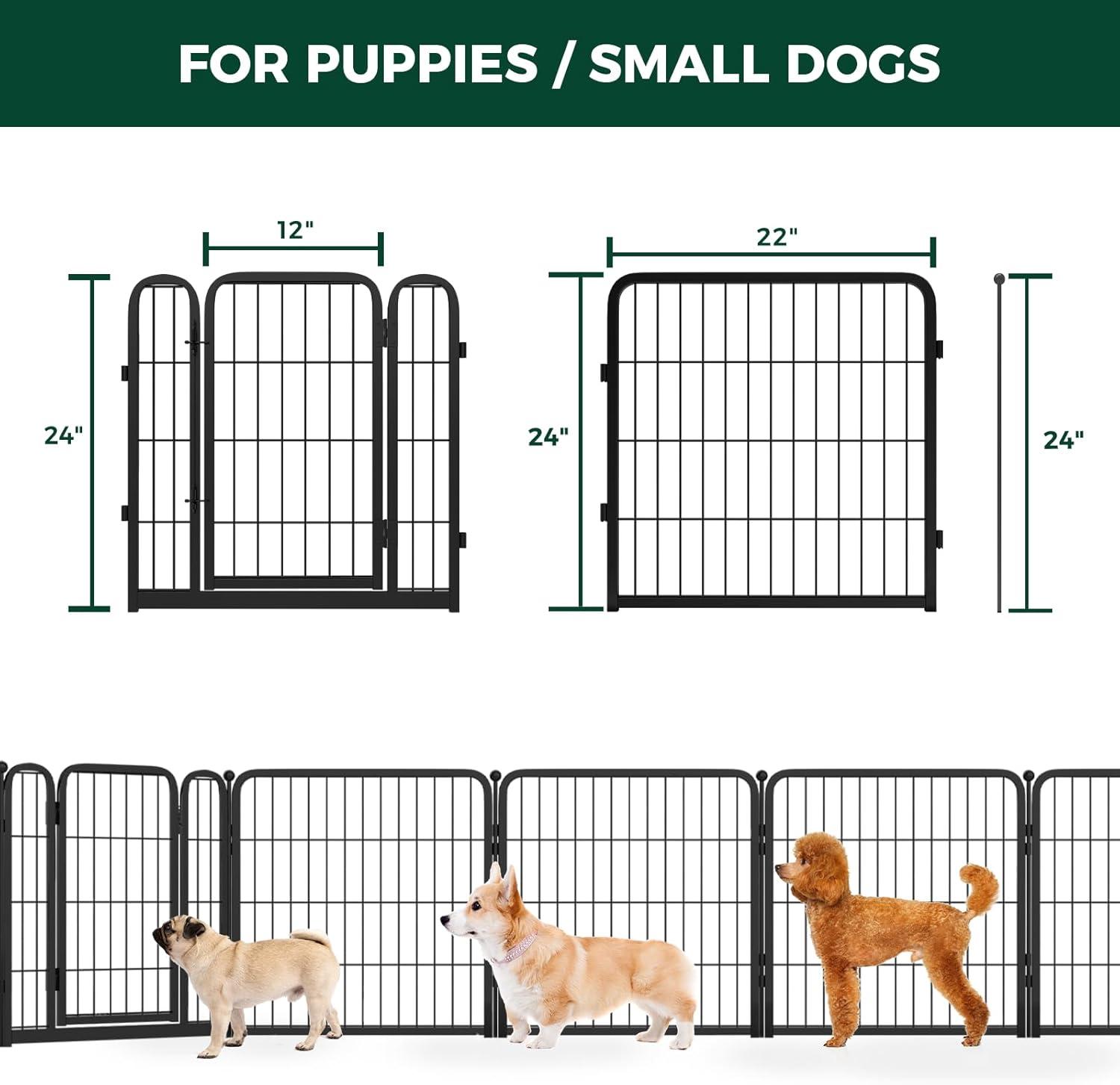 FXW Homeplus Dog Playpen Indoor, 8 Panels 24" Height Dog Fence Exercise Pen for small Dogs, inside Pet Puppy Playpen with Silicone Foot Pads and Muffler Tubes