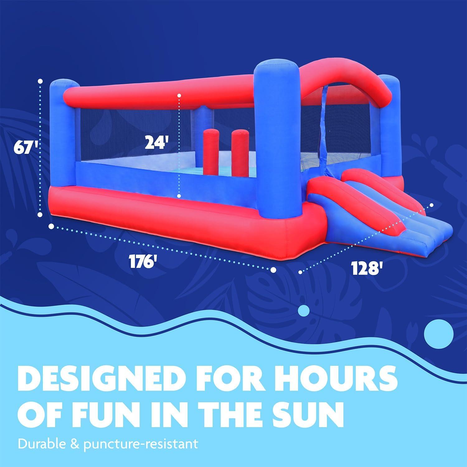 Sunny & Fun Inflatable Bounce House, Blue Bouncy Jump Castle
