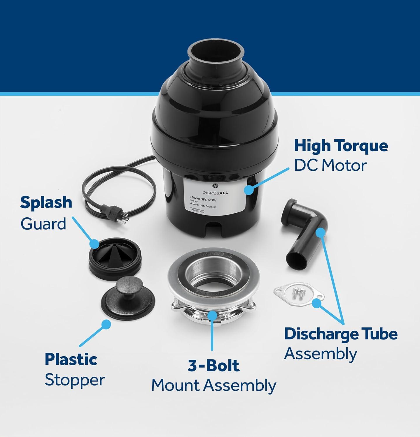 GE Appliances Disposall 3/4 HP Continuous Feed Garbage Disposer - Corded