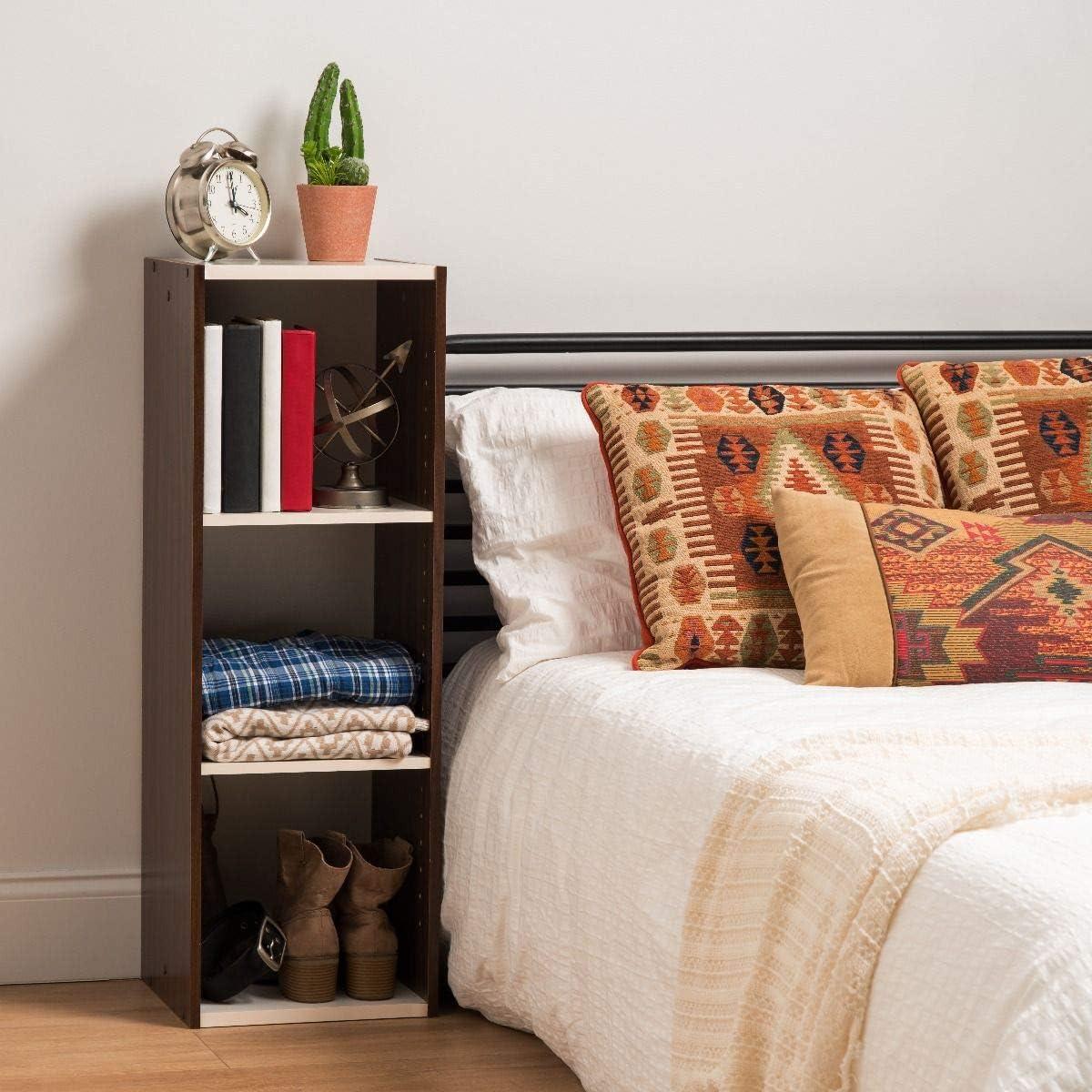 Walnut Brown Modular Cubby Bookshelf with Adjustable Shelves