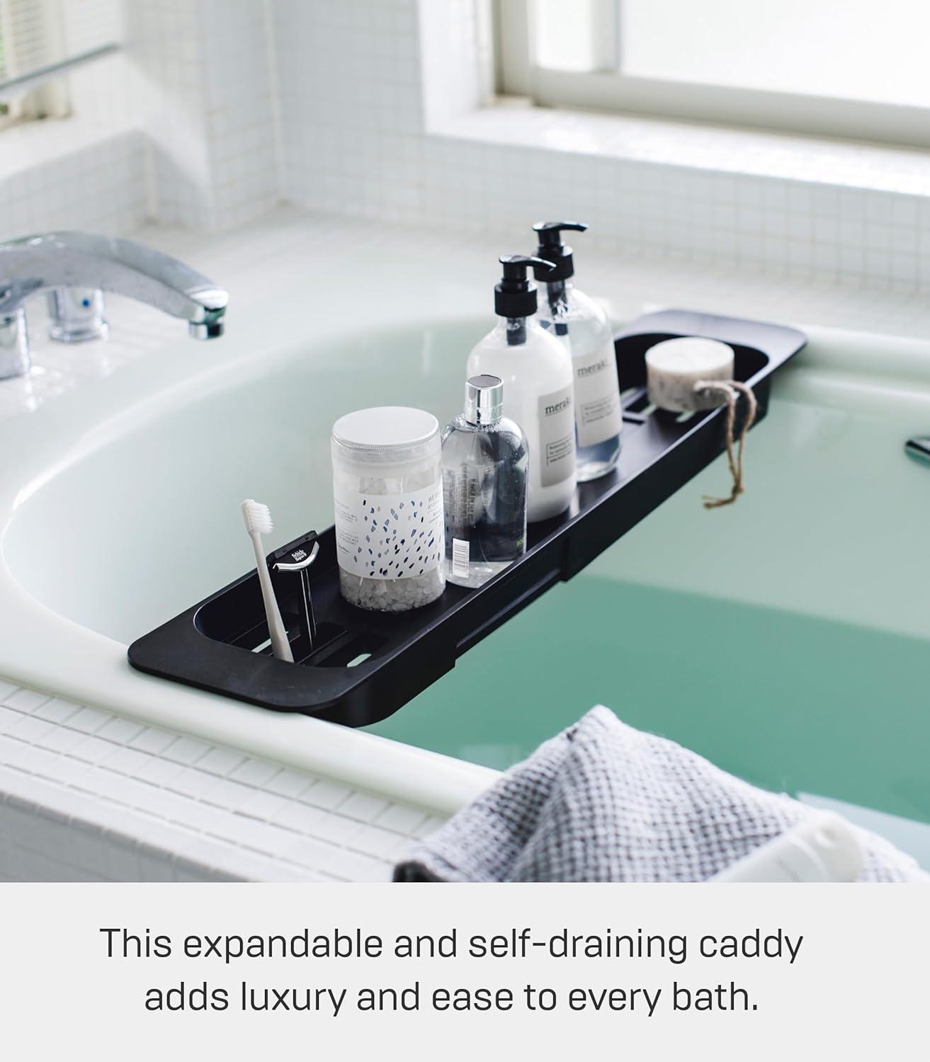 Yamazaki Home Tower Yamazaki Home Expandable Bathtub Caddy - Bathroom Tray Table Holder, 1.77" Height