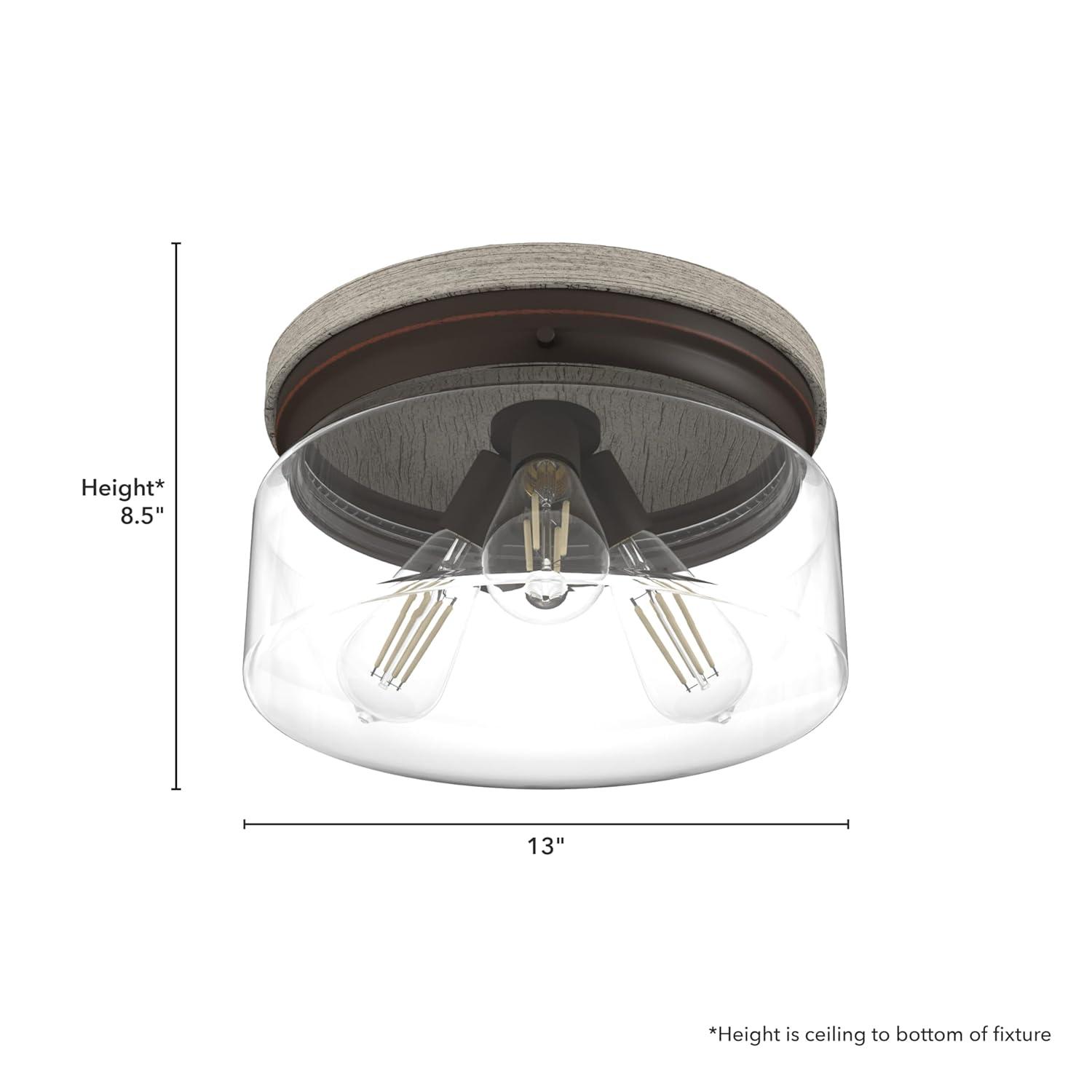Hunter Fan Hunter Devon Park Onyx Bengal And Barnwood 3 Light Flush Mount Ceiling Light Fixture