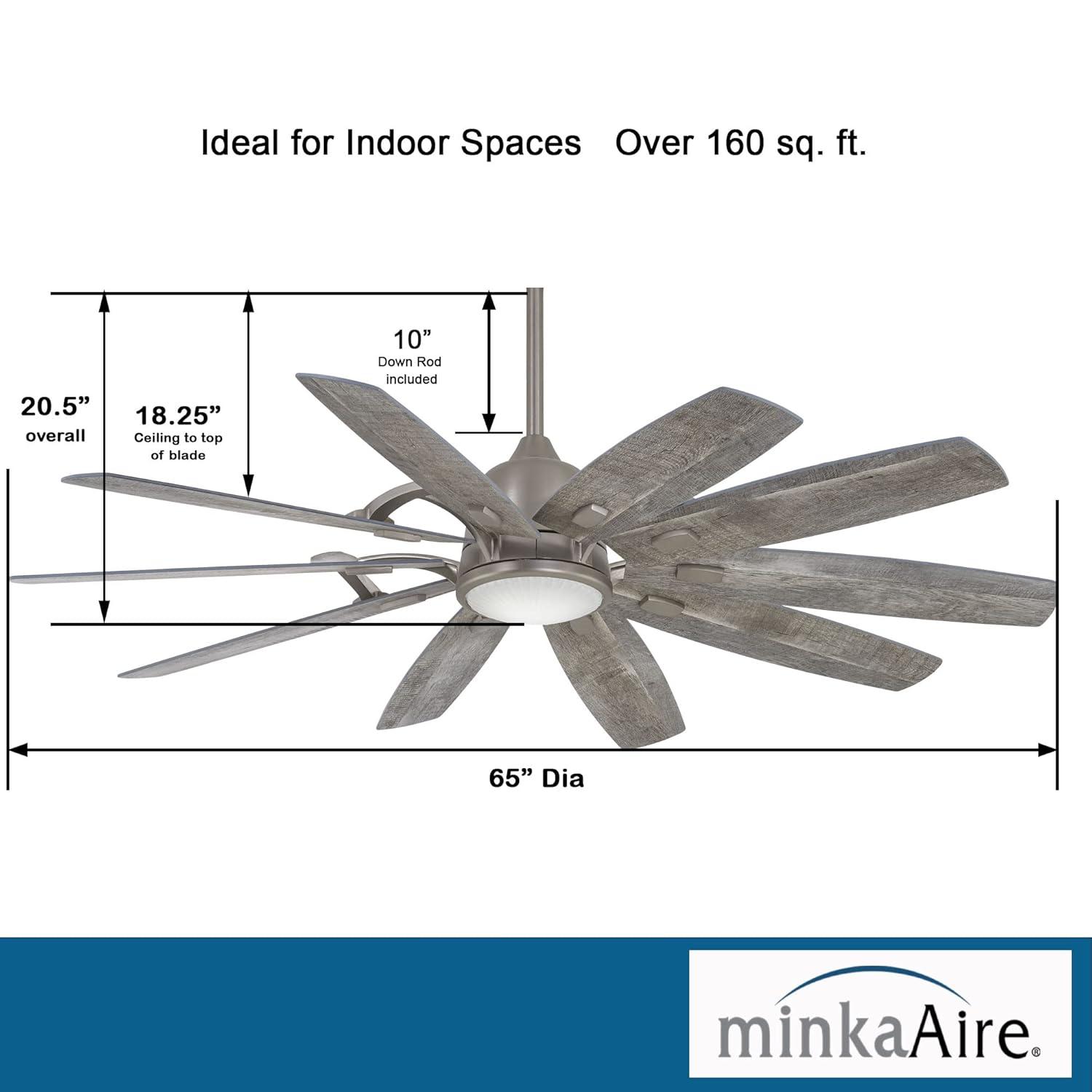 65" Barn 10 - Blade LED Smart Standard Ceiling Fan with Remote Control and Light Kit Included