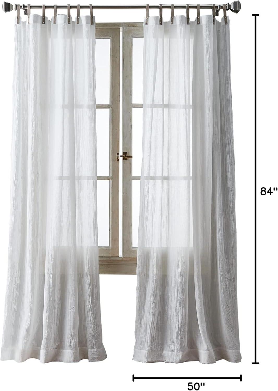 City Breeze Solid Sheer Faux Leather Tab Top Curtain Panel Pair (Set of 2)