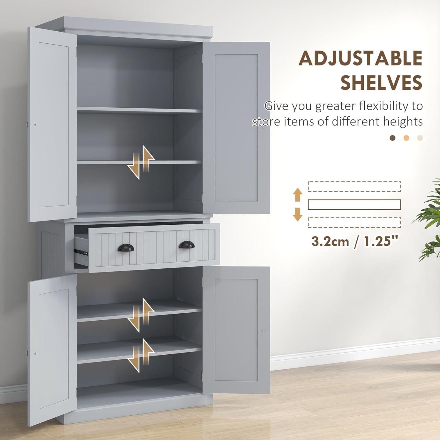 Lark Manor™ 72" Kitchen Pantry Cabinet, Freestanding Tall Storage Cabinet, Traditional Kitchen Cabinet With 4 Doors, Drawer And 3 Adjustable Shelves For Dining Room