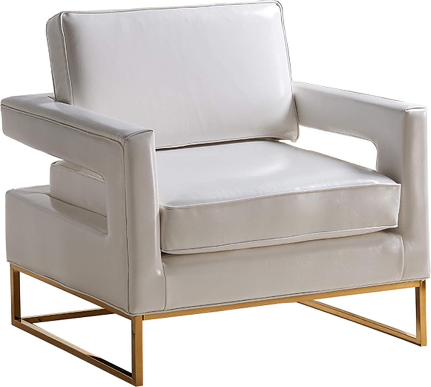 Meridian Furniture Amelia Silla Decorativa de Cuero Vegana Contemporánea de 19"H en Blanco