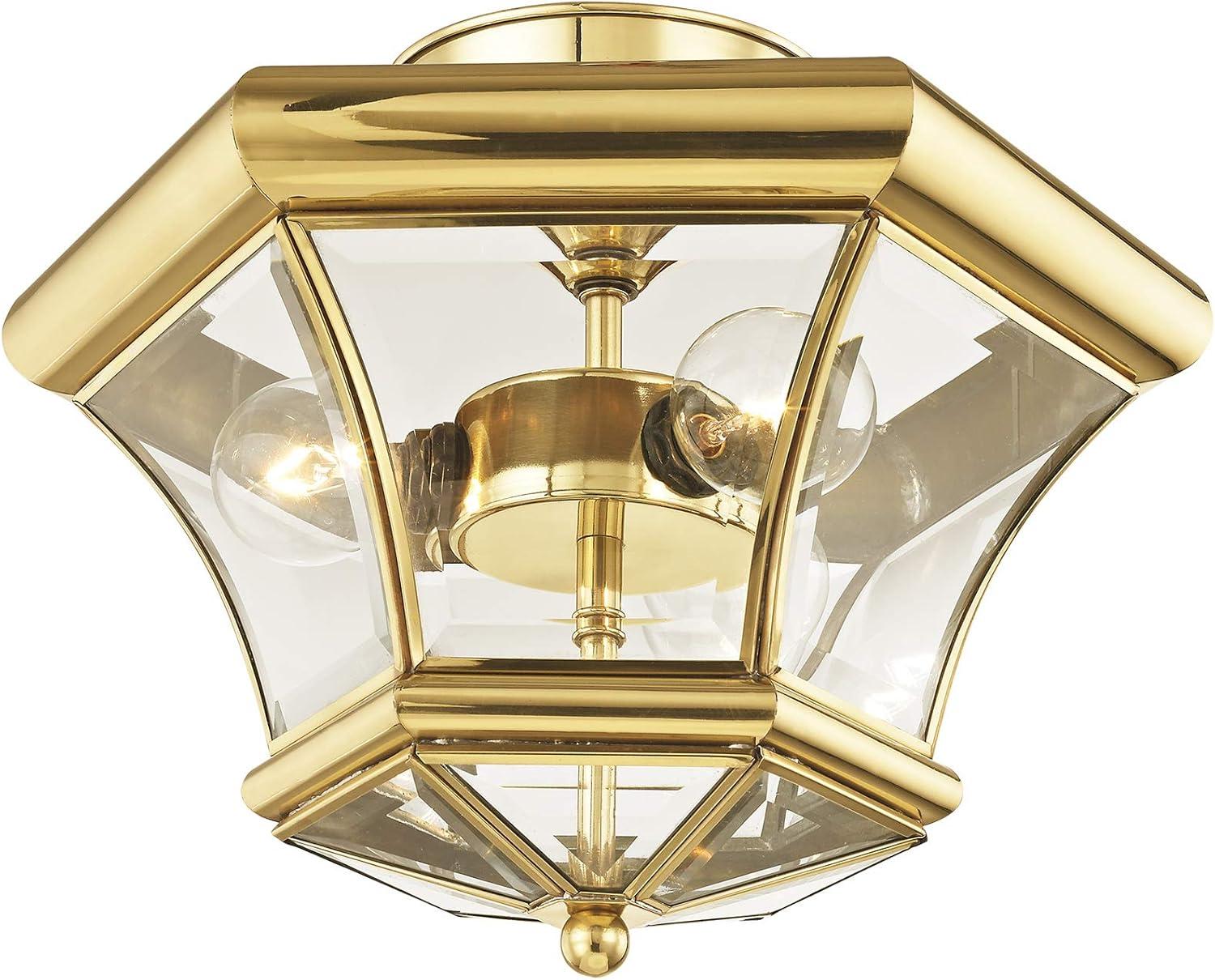 Beacon Hill Polished Brass 3-Light Ceiling Mount with Clear Beveled Glass