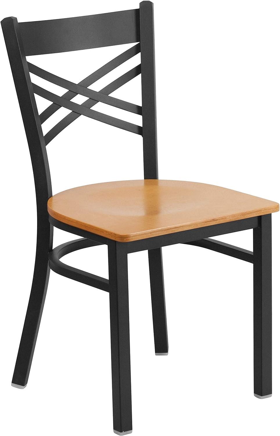 Elevate 32'' Black Steel and Walnut Wood Cross Back Side Chair