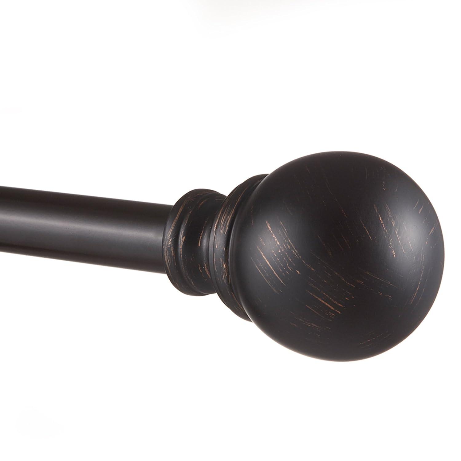120"x66" Adjustable Sphere Curtain Rod & Finial Set Matte Bronze: 120 Inch, Iron, Single Rod, Exclusive Home