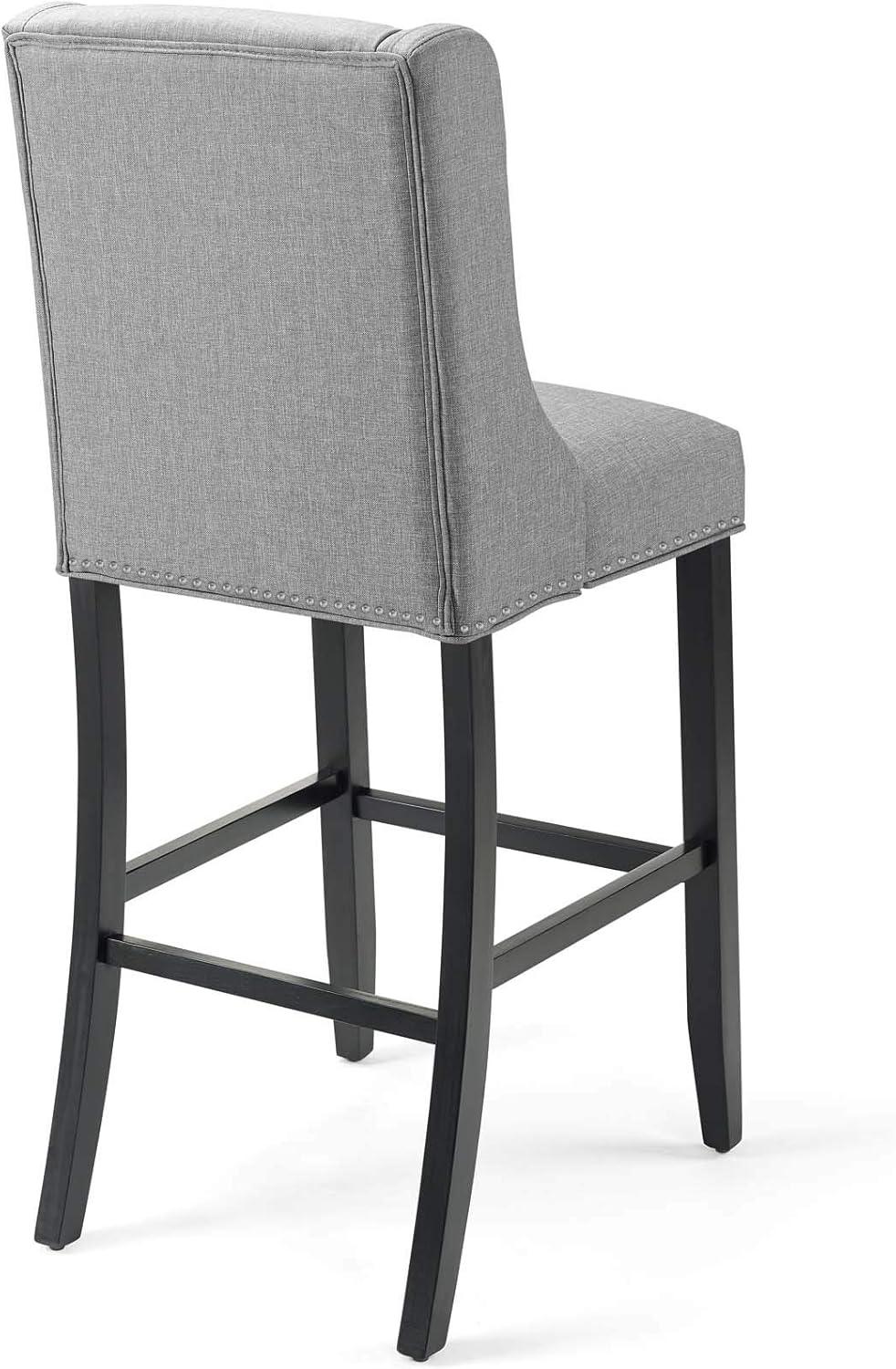 Modway Baron Upholstered Fabric Bar Stool in Light Gray