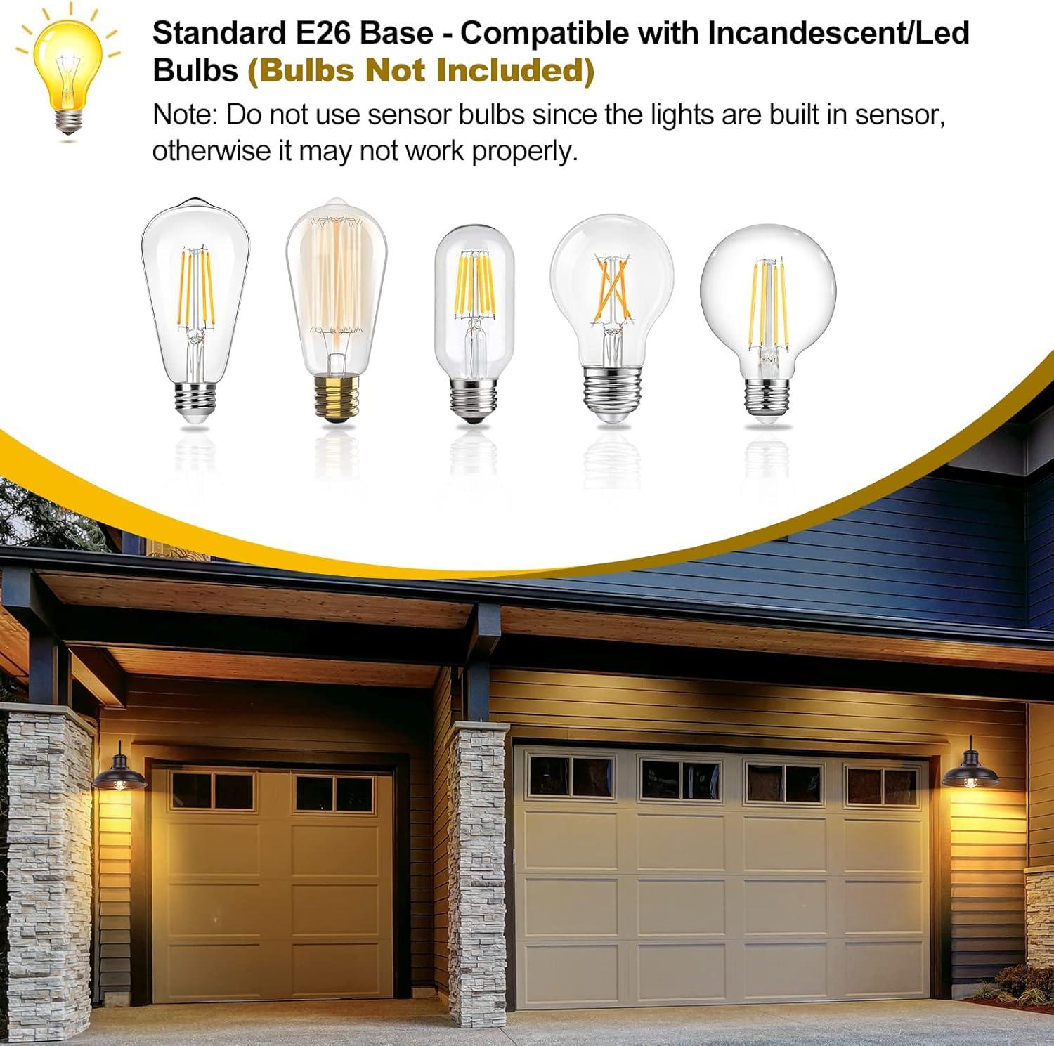 VIANIS Dusk to Dawn Barn Lights, 2 Pack Brown Gooseneck Outdoor Light Fixture, Farmhouse Outdoor Wall Lights for House, Porch, Entryway, Garage
