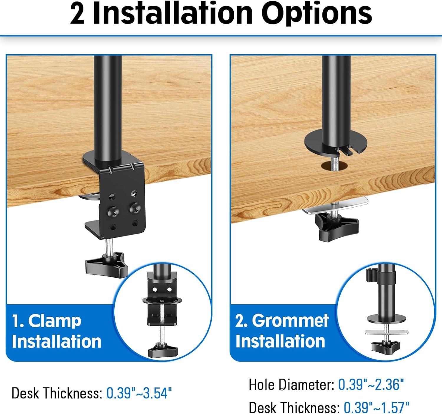 Adjustable Black Steel Single Monitor Desk Mount for 13-32 Inch Screens