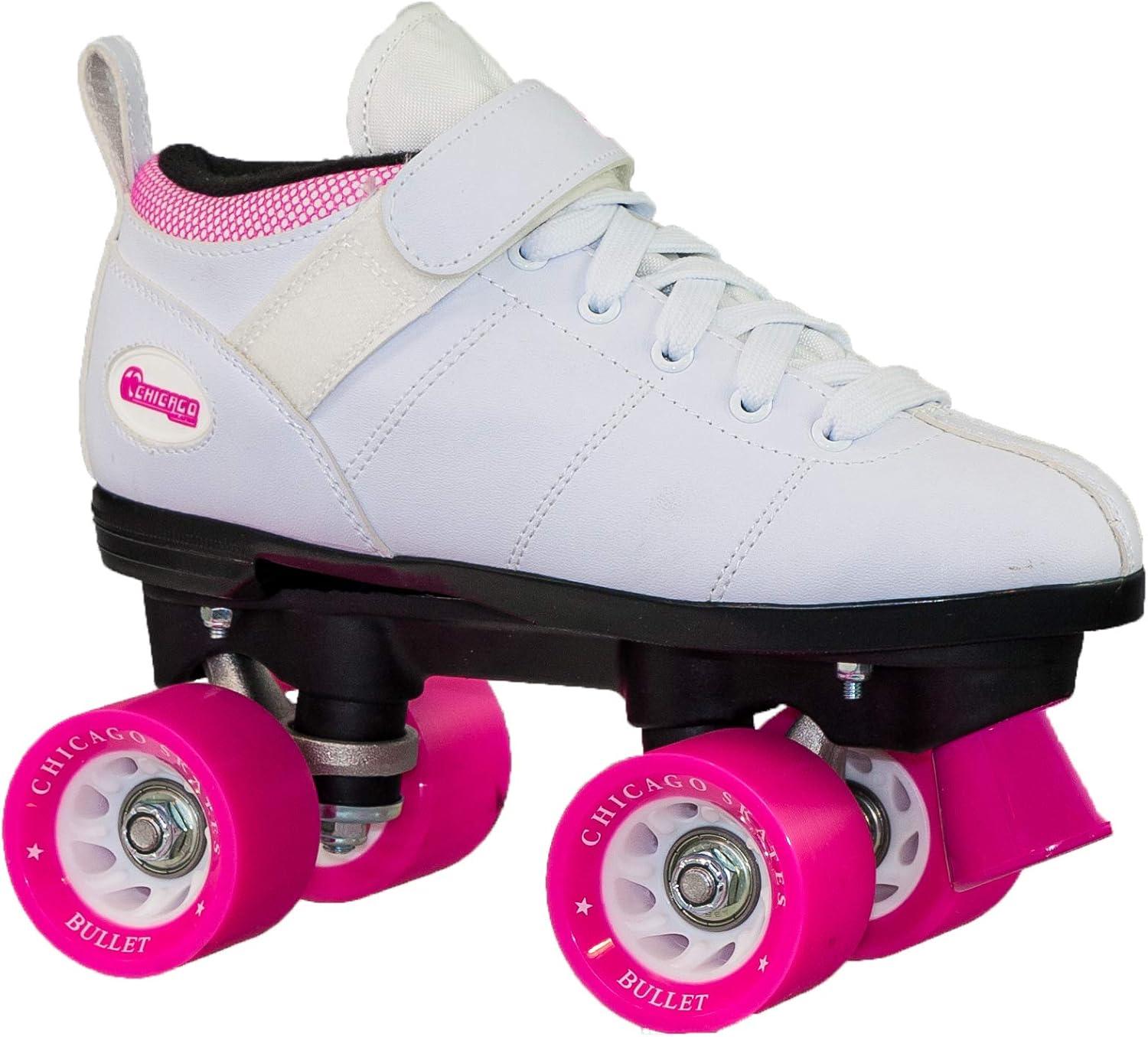 Chicago Ladies Bullet Speed Skates White Classic Quad Roller Skate, Size 9