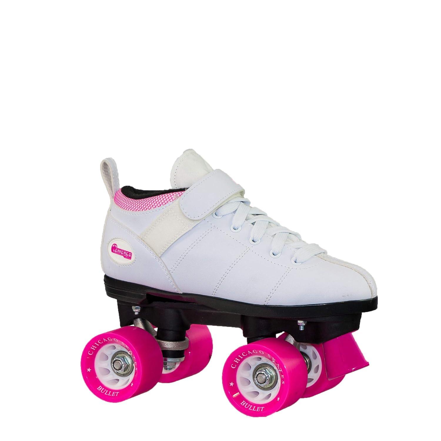 Chicago Ladies Bullet Speed Skates White Classic Quad Roller Skate, Size 9