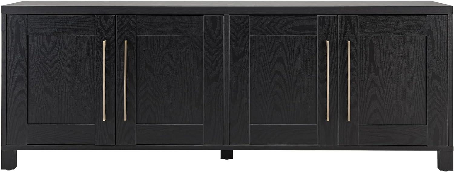 Transitional Black Grain 68'' TV Stand with Brass Hardware