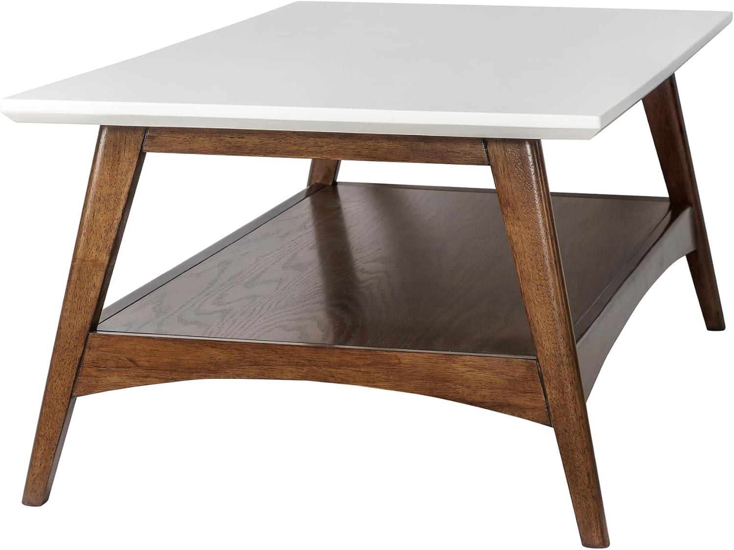 Avenu Mid-Century Rectangular Coffee Table with Oak Veneer Shelf