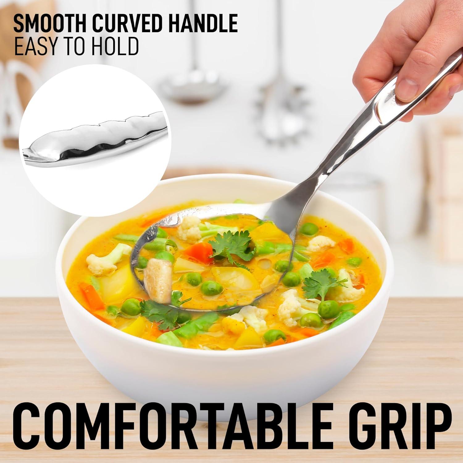 Large Stainless Steel Serving Spoon with Ergonomic Handle
