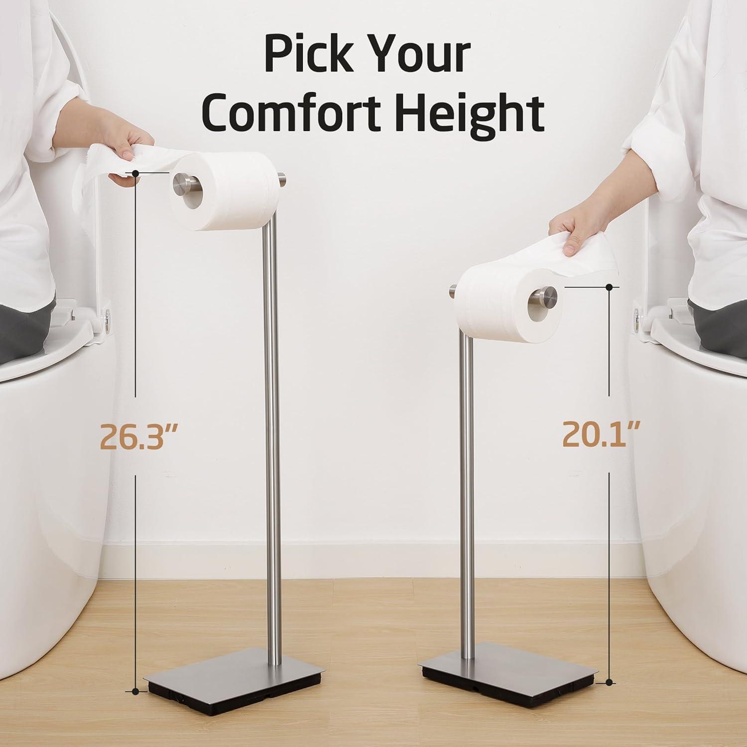 KES Freestanding Toilet Paper Holder with Weighted Base 26" H SUS304 Stainless Steel