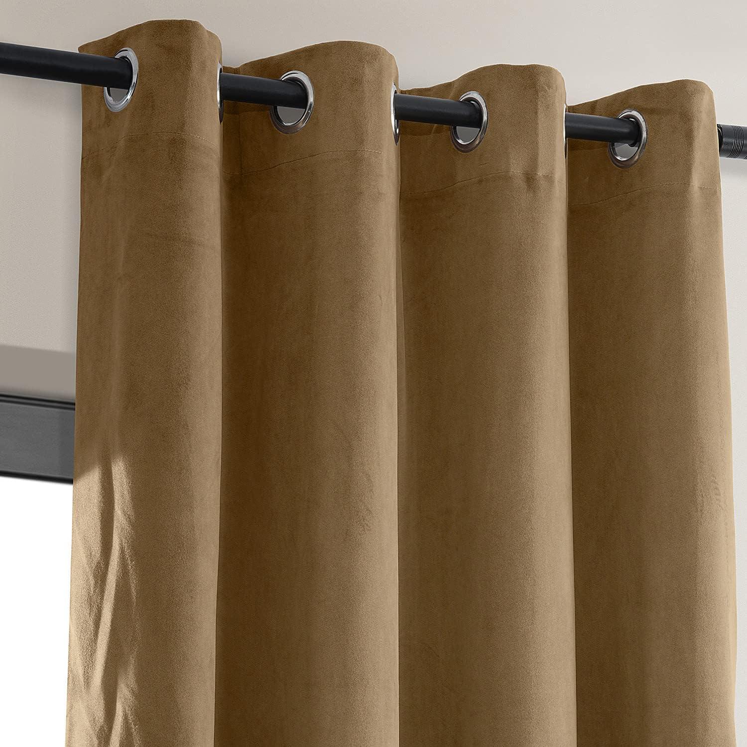 Amber Gold Velvet Blackout Grommet Curtain Panel, 50 x 120