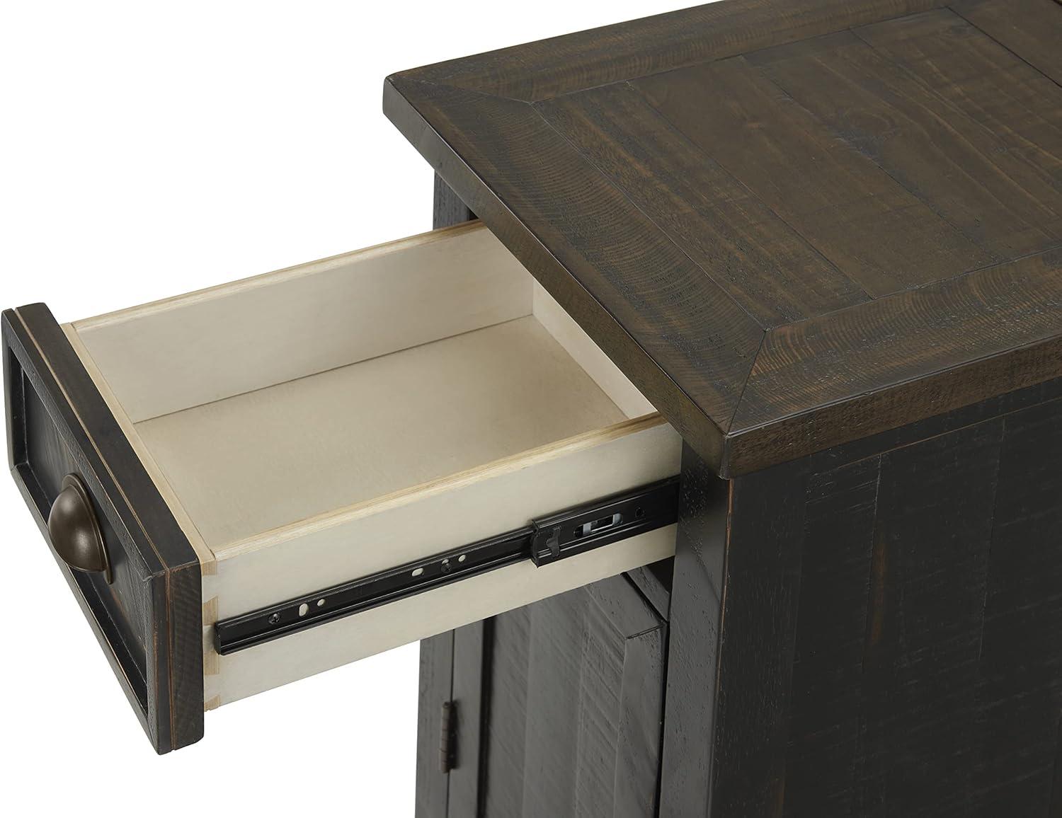 Martin Svensson Home Monterey Chairside Table with Power, Cream White and Brown