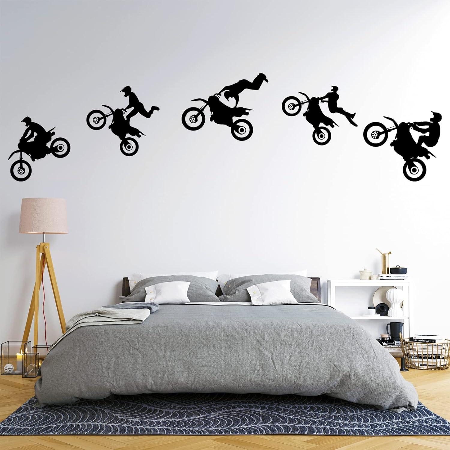 Lnrkai Dirt Bike Stickers Motorcycle Wall Decal Peel Sports Wall Sticker for Boys Bedroom Home Decor