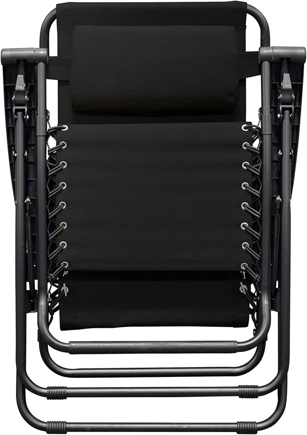 Caravan Sports Zero Gravity Outdoor Folding Lounge Chair, Black (Pair)