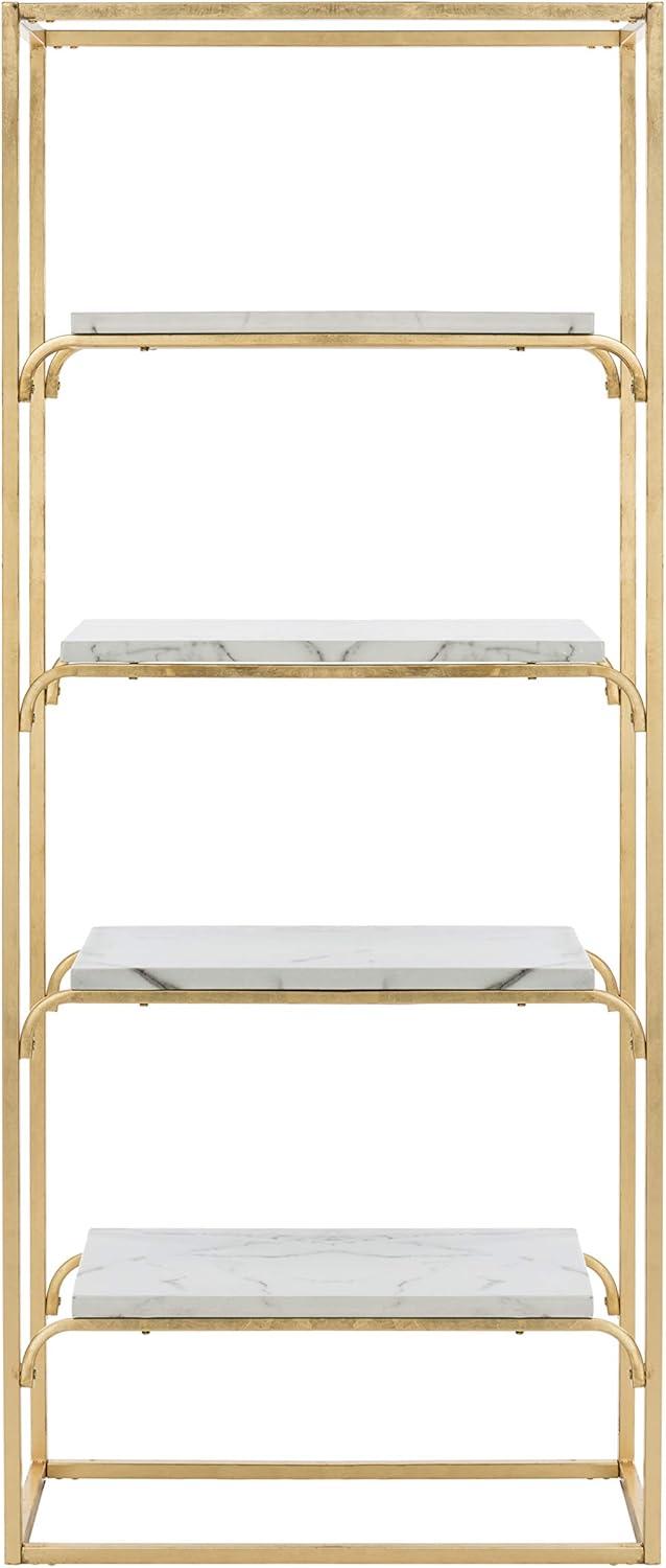 Fiora 4-Tier Etagere - Gold Foil/Faux White Marble - Safavieh