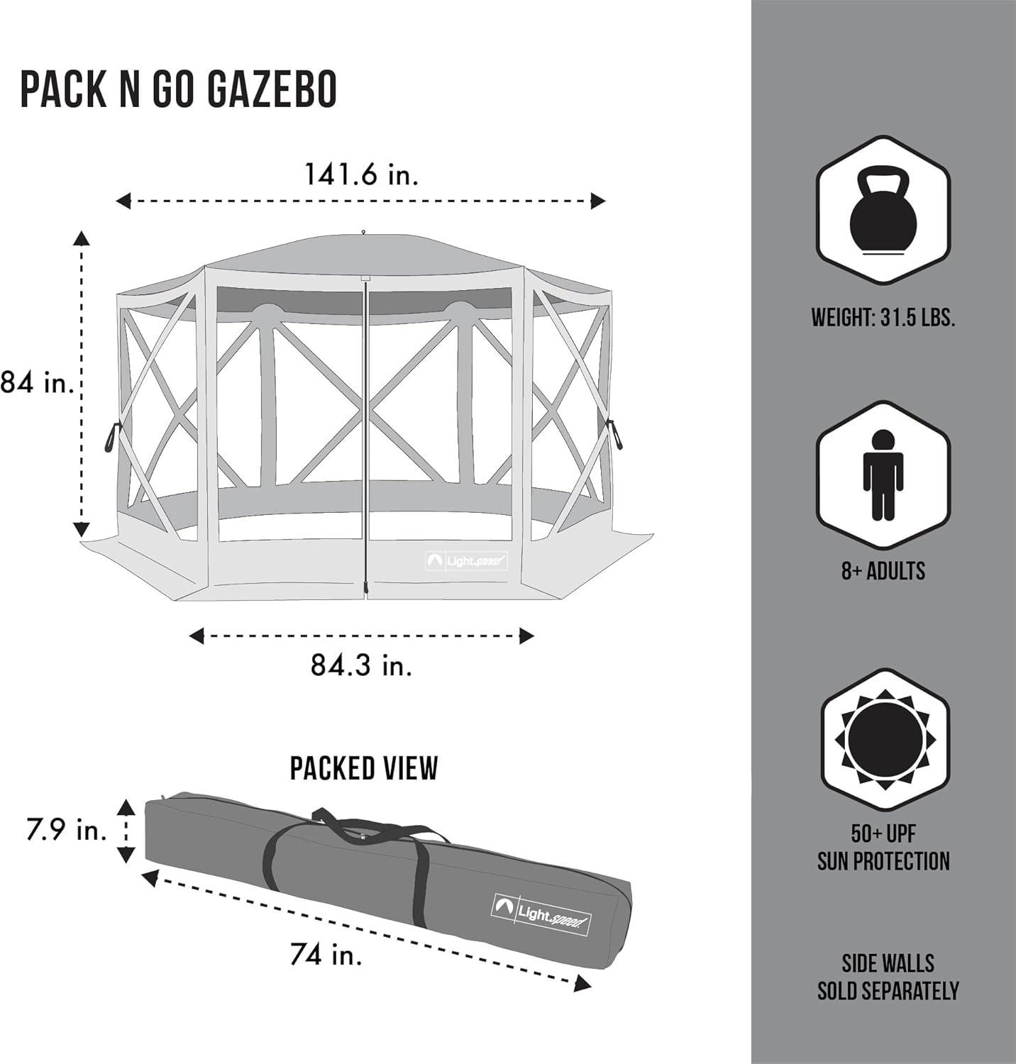 ECR4Kids ECR4Kids Lightspeed Outdoors Pop-Up 6-Sided Screen Shelter, Camping Gazebo, Green