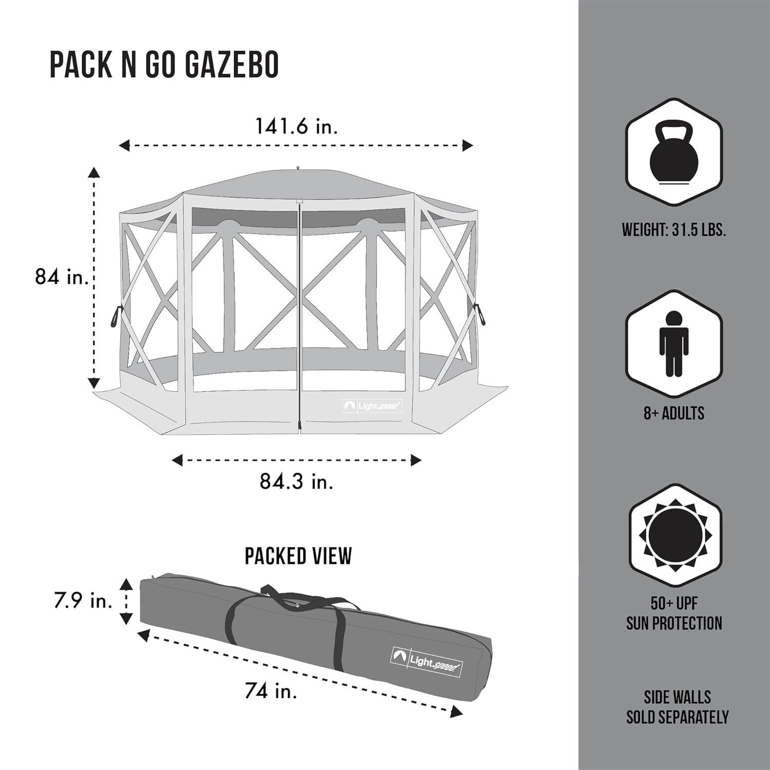 ECR4Kids ECR4Kids Lightspeed Outdoors Pop-Up 6-Sided Screen Shelter, Camping Gazebo, Green