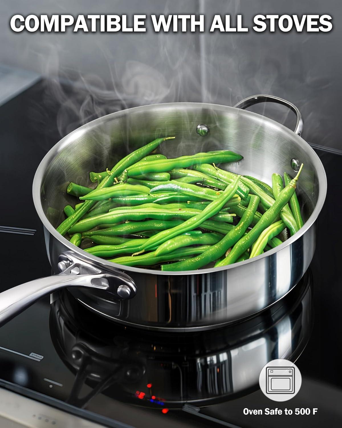 Cooks Standard Cooks Standard Classic 5 QT 11 inch Stainless Steel Saute Pan Frying Pan Skillet with Lid