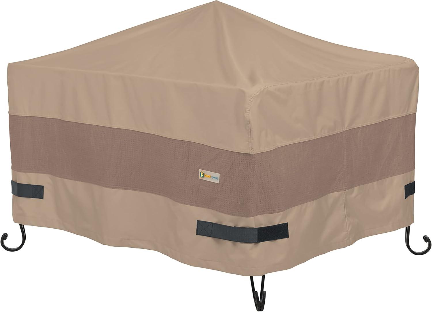 Tan Polyester Waterproof 50 Inch Square Fire Pit Cover