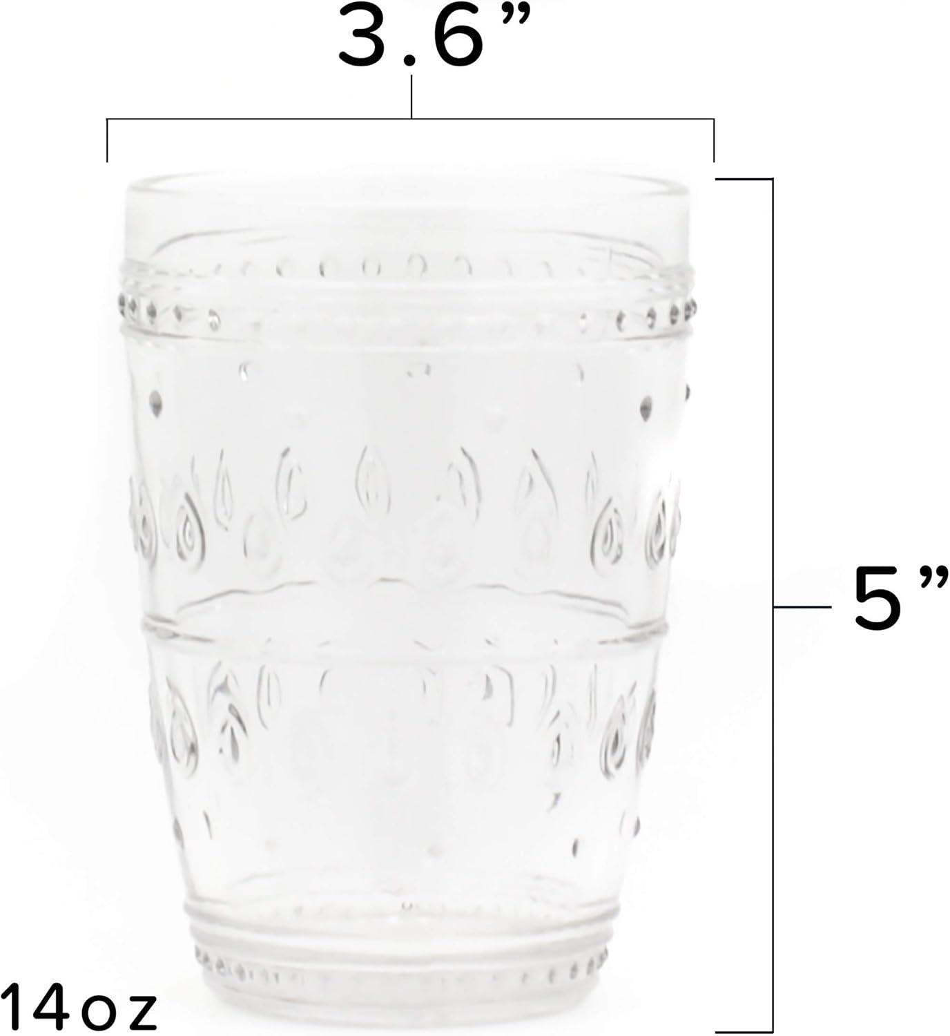 Euro Ceramica Fez Glassware 14oz Highball Glass Set (Set of 4)