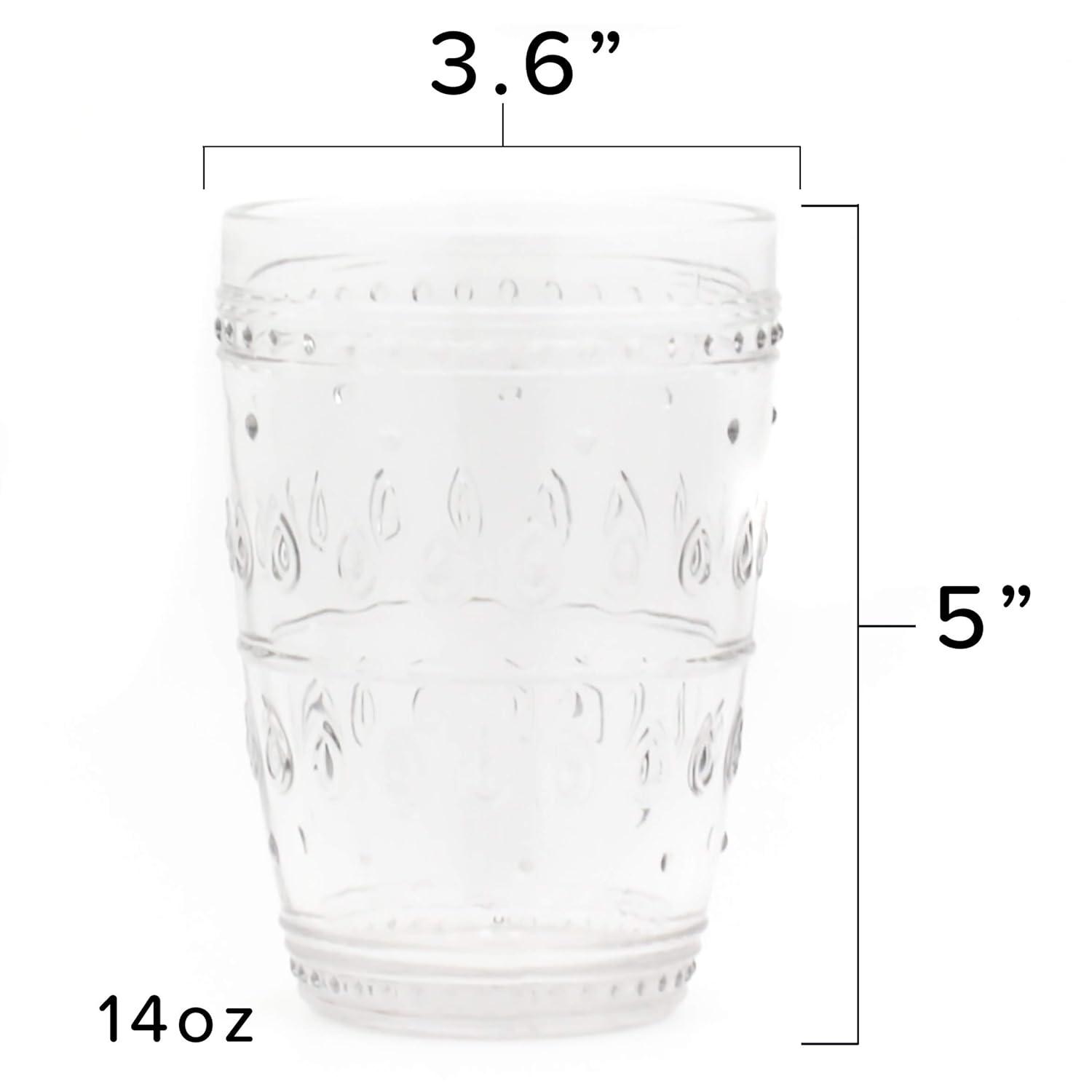Euro Ceramica Fez Glassware 14oz Highball Glass Set (Set of 4)