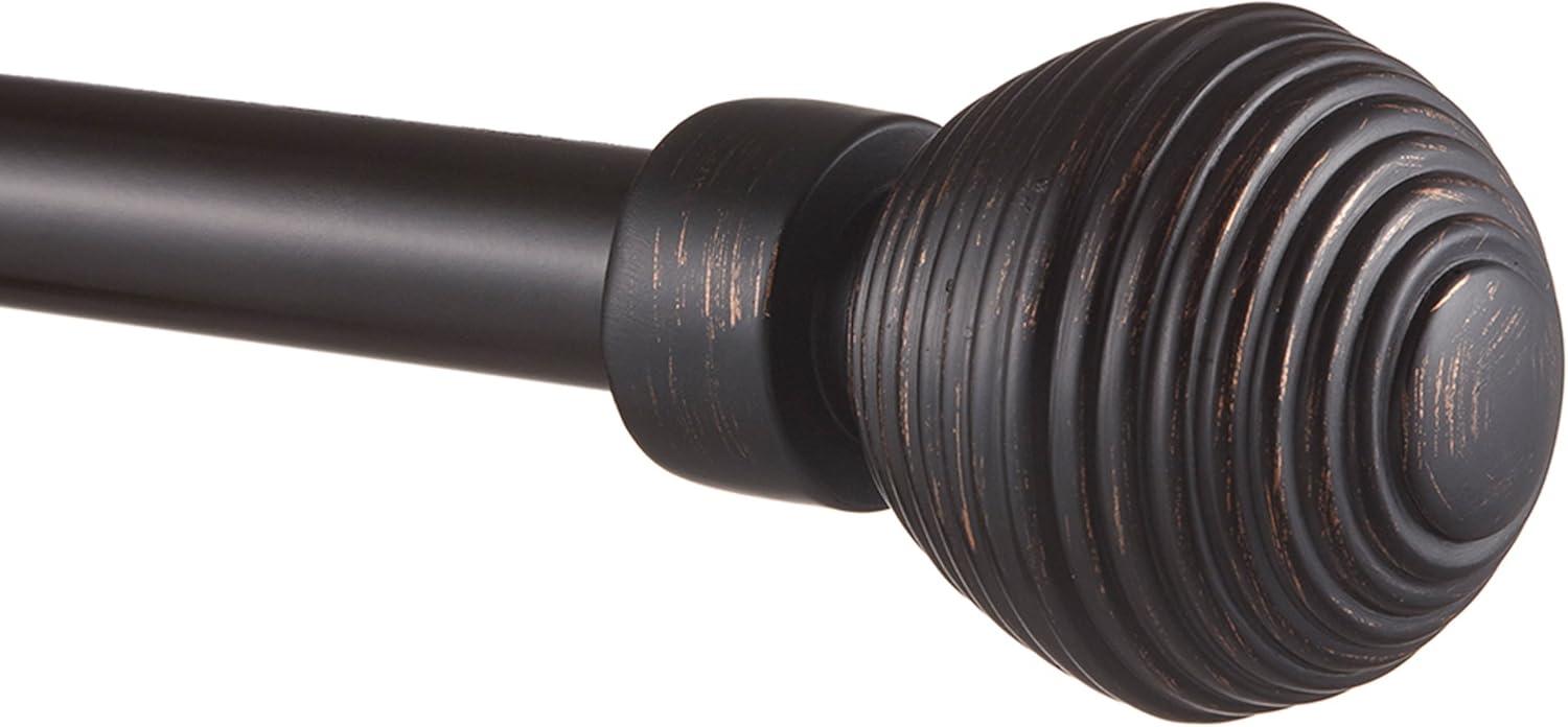 Exclusive Home 36"-72" Modern Layer Curtain Rod - Matte Bronze: Adjustable Iron, Single Rod, 25lb Capacity