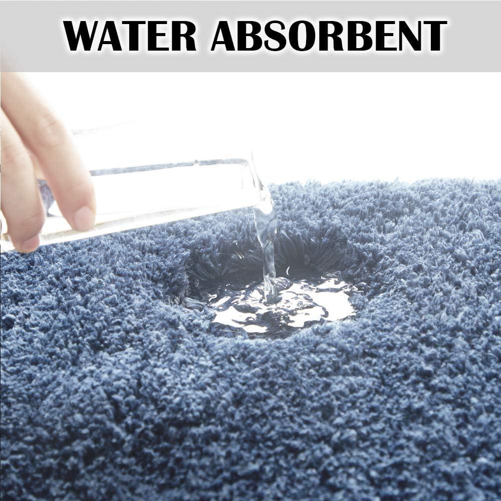 Bath Rug for Bathroom Non Slip Bathroom Mat (20 x 32, Blue) Water Absorbent Soft Microfiber Shaggy Bathroom Rug Machine Washable Bath Mat for Bathroom Thick Plush Shower Mat