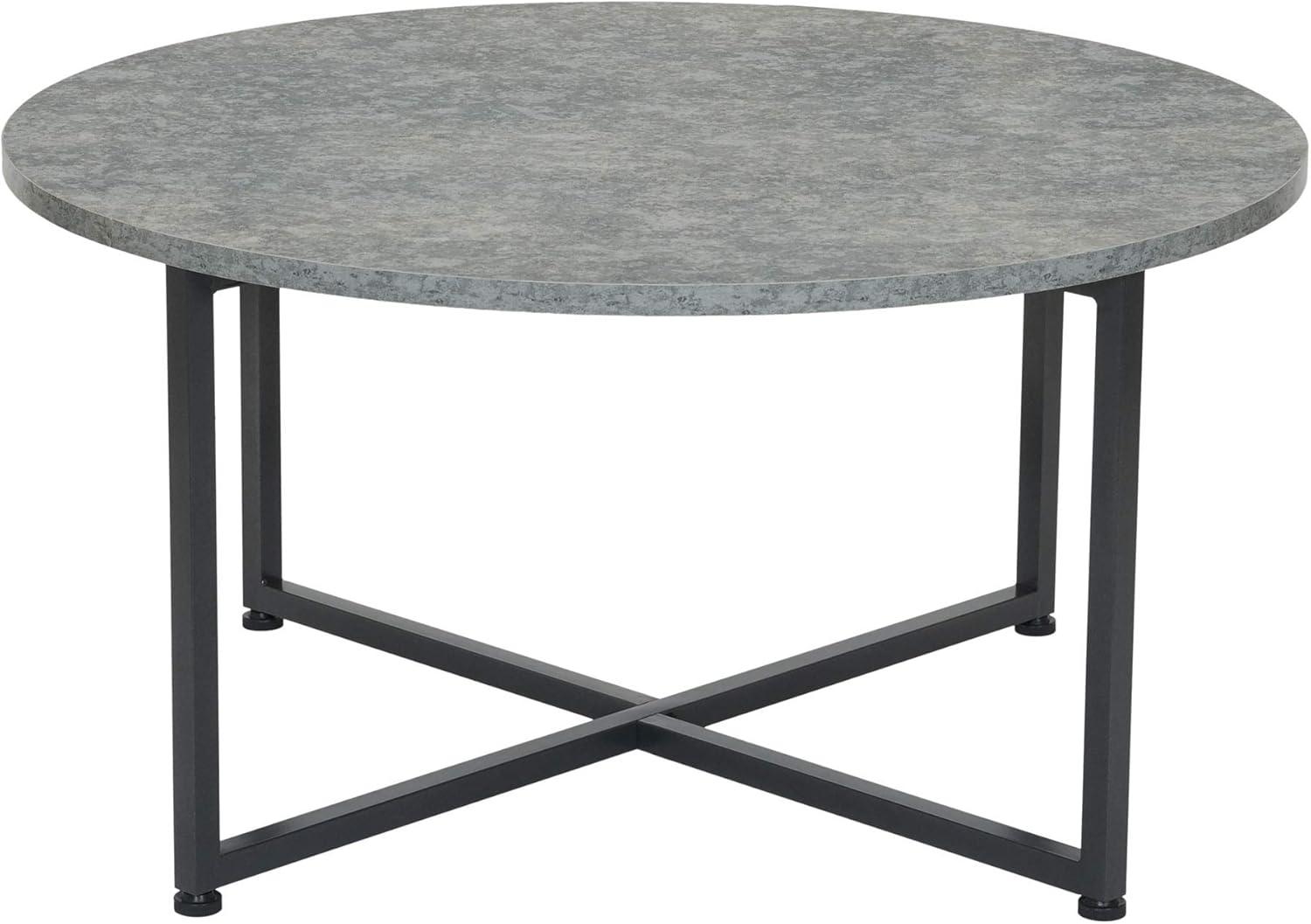 Household Essentials Jamestown Round Coffee Table Slate Gray: Modern Living Room Furniture, Iron Frame, 31.5" Diameter