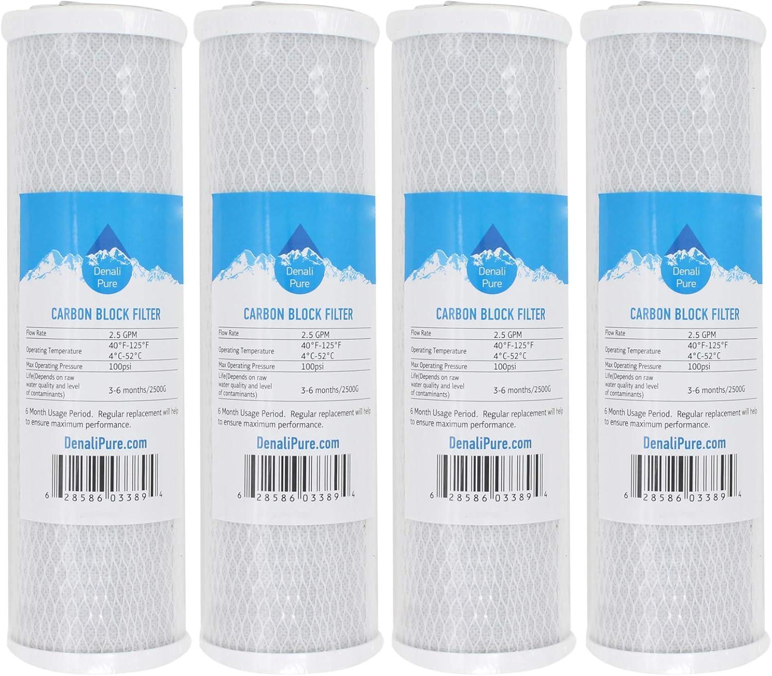 4-Pack Universal 10 inch Activated Carbon Block Water Filter