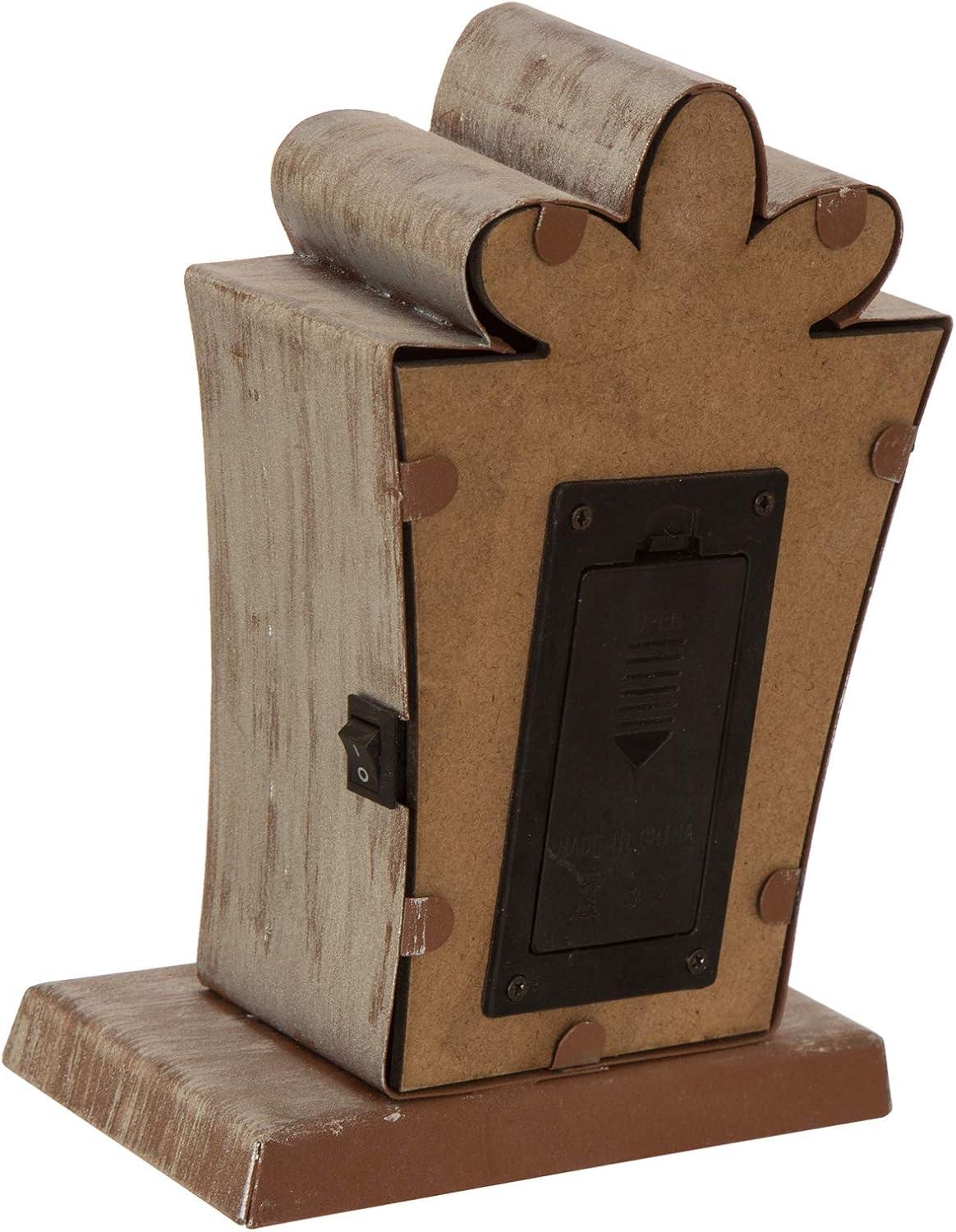 Glitzhome 6.75" H LED Light Gingerbread House Christmas Stocking Holder,Metal Xmas Hanging Hooks Stocking Hanger Battery Operated Stocking Holders for Fireplace Mantle Seasonal Decor